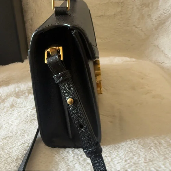 Saint Laurent Cassandra Mini Black with Gold Hardware Leather Adjustable Strap - Picture 10 of 17